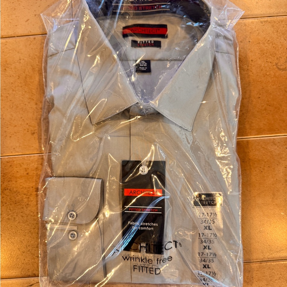 Architect Men's Gray Fitted Dress Shirt